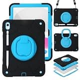 Kids Heavy Duty Case for iPad 10th Generation 10.9" 2022 Released,360° Rotatable Handle Stand Case Three-in-one Shatter-Resistant Shockproof Shell W Shoulder Strap Full Cover Protection