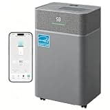 Tehanld 50 Pint Dehumidifier for Basement with Drain Hose, Large Compressor Dehumidifiers for Home or Garage, Smart Humidity Control, 24H Timer & Child Lock, Grey