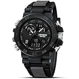 LN LENQIN Mens Watches Digital Military Watch for Men Stopwatch Army Survival Tactical Sports Outdoor Big Face Waterproof Men's Wrist Watches with LED Backlight/Timer/Alarm/Date (Black)