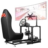 DIWANGUS Racing Simulator Cockpit Sim Racing Cockpit - Foldable Racing Cockpit with Monitor Mount & Seat, Adjustable Sim Rig for Logitech G29/G920/G923/G PRO/RS50, Thrustmaster, MOZA Driving Simulator