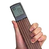 Pocket Guitar Chord Practice Tool, Portable Guitar Neck for Trainer Beginner w/a Rotatable Chords Chart Screen Battery Included