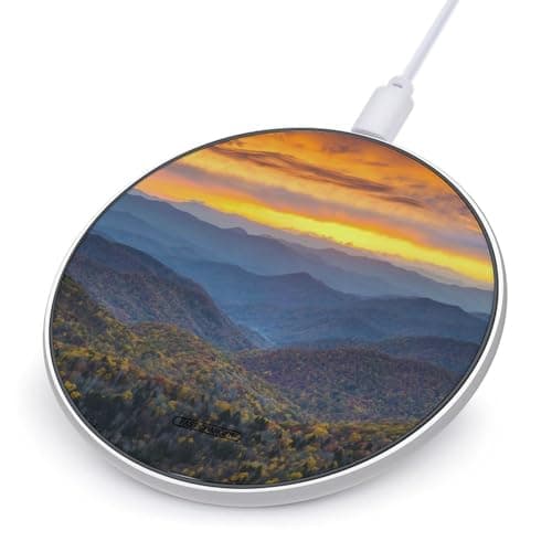 Blue Ridge Parkway Mountains Wireless Charger Portable Fast Charging Pad Lightweight Wireless Charging Pad 10W Slim Charging Station for Phone Charger Mat for Travel Home Office Desk