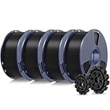 SUNLU PLA+2.0 3D Printer Filament Bundle, 4KG Upgrade PLA+ Filament 1.75mm, Tougher and Stronger, Dimensional Accuracy +/-0.02mm, 1KG per Spool, 4 Packs, 4KG Total, Black
