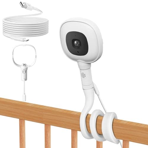 Pyfhy Flex Baby Monitor Charger Mount for Nanit Pro Baby Monitor with Type-C Port and 10FT Power Cable, Fully Enclosed Housing Crib Camera Mount, Temperature and Humidity Display(Camera Not Included)