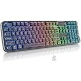 Meidosa Wireless Ergonomic Keyboard, Full-Size Triple-Mode BT 5.0/2.4GHz/Wired USB-C Wireless Keyboard with RGB Backlit, Rechargeable Battery, Curve Design for Windows/Mac/Android - Black