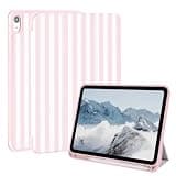 Jngnpn Case for iPad A16 11th Generation 11 Inch 2025, iPad Case 10th Generation 10.9 Inch 2022, Slim Lightweight Soft Trifold Back Cover with Pencil Holder & Auto Sleep/Wake Cover,Pink Stripes