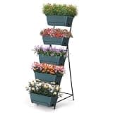 Fogein 5 Tier Vertical Raised Garden Bed Planter Box, Vertical Raised Bed with Drainage Holes for Indoor Outdoor Herbs Flowers Vegetables Plants,Green