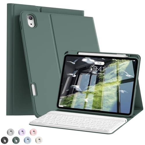 kenke Case for New iPad Air 11-inch M4/M3/M2 (2026/2025/2024), for iPad Air 10.9 inch 5th/4th (2022/2020) Generation, Detachable Wireless Bluetooth Folio Keyboard Cover with Pencil Holder, Dark Green
