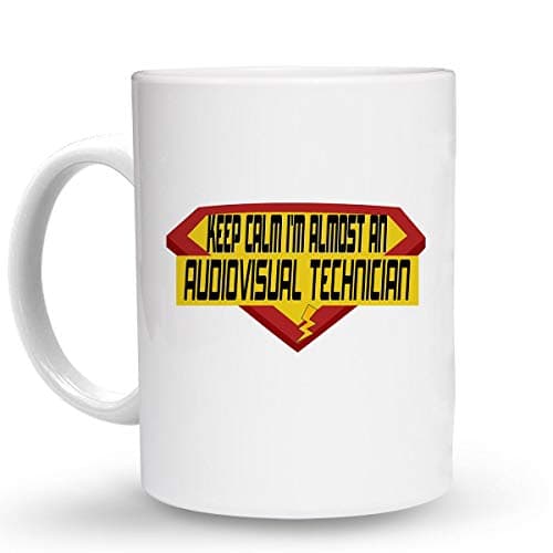 Makoroni - KEEP CALM I'M ALMOST AN AUDIOVISUAL TECHNICIAN Career - 6 Oz. Ceramic ESPRESSO MUG Coffee Drink Cup, DesK1