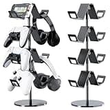 Karanava Controller Holder 4 Tier,Headphone Stand - Adjustable Headset Holder for Xbox PS5 PS4 Switch Pro - Gaming Accessories Storage for Gamer,Desk/Floor(Black)