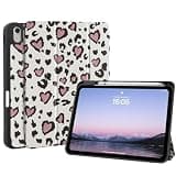 Fycyko Trifold Stand Case for iPad 11th Generation (A16) 2025 11 Inch/iPad 10th Generation 2022 10.9 Inch, Cute Love Heart Leopard Pattern Trendy Aesthetic Design Protective Cover-Love Heart Leopard
