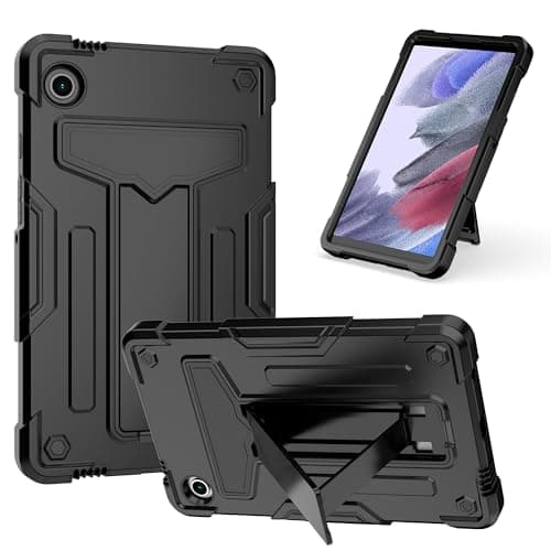 Case for Samsung Galaxy Tab A9 8.7 inch 2023 SM-X110/X115,with Kickstand Three-Layer Hybrid Full Body Case Rugged Shock-Proof Fall Protection Cover(Black+Black)