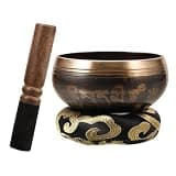 Hohopeti Tibetan Singing Bowl Set and Cloth Pad for Yoga Meditation and Wooden Striker with Copper Bowl Producing Rich and Resonant Sound to Help You Stay Peaceful and Calm