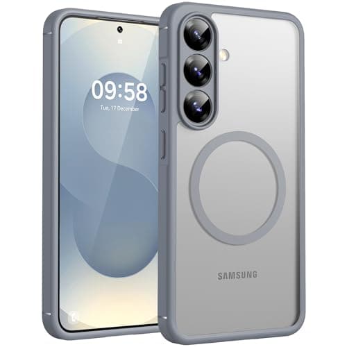 TOCOL Magnetic for Samsung Galaxy S25 Case, Upgraded Full Camera Protection, Compatible with Magsafe, Drop Protection Slime Clear Back Cover for Samsung Galaxy S25 6.2-Inch (Gray)