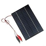 4.2W 18V Solar Panel 12V-18V Batteries, Polycrystalline Silicon Portable Charging Board with Clips and Cable Outdoor Camping(A)