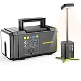MARBERO [FathersDayGifts] 118Wh Portable Power Station with Telescopic Camping Lights for Camping Hiking 32000mAh 160W Max Power Bank with AC Outlet USB DC Output for Emergency