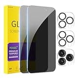 PEHAEL 2+2 Pack for iPhone 15 Pro Max Privacy Screen Protector with Camera Lens Protector Full Coverage Anti-Spy Tempered Glass Film 9H Hardness Easy Installation Bubble Free [6.7 inch]
