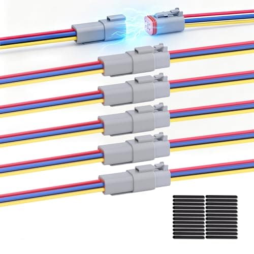 EBILNVKE 16 AWG 4 Pin Deutsch DT Connector - IP68 Waterproof Automotive Electrical Wire Connectors (Male & Female) for Truck Boat Marine Motorcycle LED Light Bar - 6 Kit