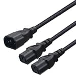 JORINDO PDU IEC 320 C14 Male to 2 x C13 Female Y Splitter Power Adapter Cable 10A 250V UPS PSU Extension Cable. Black C14 to 2 X C13 Y Splitter Power Cord for Servers and Network Switches