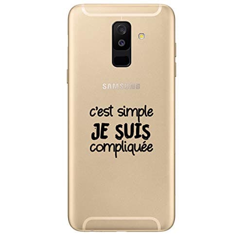 ZOKKO Case for Samsung A6 Plus 2018 “C'est Simple Je Suis complicé” [French Language] – Soft Transparent Black Ink
