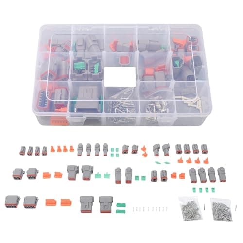 kimllier 238 PCS DT Connector Repair Kit – IP67 2, 3, 4, 6, 8, 12 Pin Connectors with 82 Pairs of 16 Gauge Terminals for Automotive Marine Motorcycle Electrical Projects