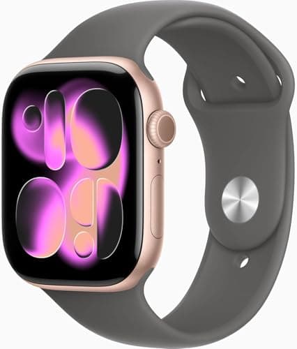 Apple Watch Series 11 [GPS + Cellular, 46mm] Rose Gold Aluminum Case with Stone Gray Sport Band, S/M (Renewed Premium)