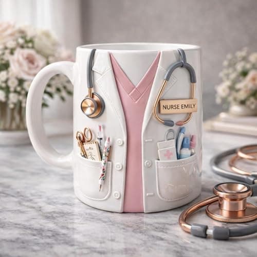 Personalized Nurse Mug with Faux 3D Effect, Custom Name RN Mug, Nurse Life Coffee Cup, Mothers Day Gift, Nurses Appreciation Gift, Custom Gifts for Nurses A2
