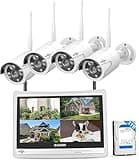 [16CH Expandable] Hiseeu Home Security System, 24/7 Recording 5MP Wired Plug-in Powered Outdoor Bullet Cameras, 2.4G/5G WiFi Pro, 4K NVR with 12" LCD Monitor, 3TB HDD, Night Vision, IP65