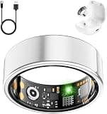 Smart Health Ring for Women Men, Fitness Tracker Ring with Heart Rate, Blood Oxygen, Sleep Tracker, Step Tracker, IP68 Waterproof Smart Ring for iphone & Android, No Subscription Fee (Silver, 7#)