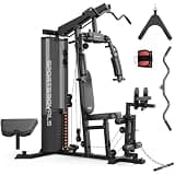 Sportsroyals Home Gym, Multifunctional Gym Equipment, Workout Equipment with 150LBS Weight Stack, for Leg Press, LAT Pull Down, Chest Presses (Black)