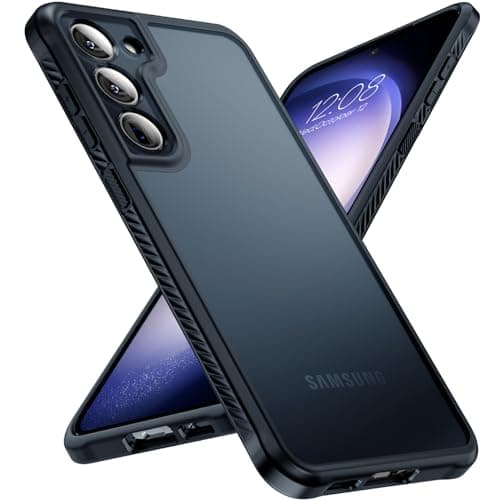 TOCOL for Samsung Galaxy S23 Case, with 2 Pack Screen Protector [Upgraded Full Camera Protection] [Military Grade Drop Tested] Translucent Matte Hard Back, Non-Slip Case for S23 6.1'', Frosted Black