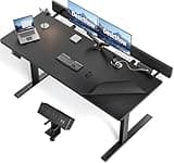 Electric Standing Desk Adjustable - 60 x 30 Inch Sit Stand Desk with Flip-Top Cable Management,Mouse Pad,Clamp Power Strip,Dual-Beam Frame,3 Memory Preset Height Adjustable for Home Office