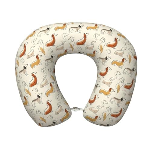 Pioyoku Dachshund Dog Woof 1 Print Memory Foam Travel Neck Pillow, U-Shaped Portable Neck Support Pillow for Airplane Office and Car