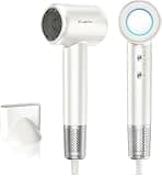 Labiim Hair Dryer, High-Speed Ionic Low Noise Blow Dryer with Brushless Motor, Fast Drying Thermo-Control Quiet Compact Hairdryer with Nozzle Attachment for Home Salon Travel, Star White