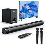Soundbar with Subwoofer for TV, Home Theater Bluetooth 5.3 Speaker System with 2 Wireless Karaoke Mics, Surround Sound Audio with HDMI ARC, Optical, AUX, USB for Movie, Music, Family Party(Peak 280W)