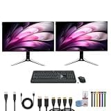 Alienware AW2723DF 27-Inch Gaming Monitor (2560 x 1440p) at 280Hz Display (Lunar Light) (2 Pack) Bundle with MK540 Advanced Wireless Keyboard and Mouse Combo, Black + Cleaning Kit + More