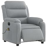 HGLADYU Electric Massage Recliner Chair with 6 Massage Points, Vibration Function, and Electric Reclining to 135 Degrees, Light Gray Fabric, Side Pocket, Wood and Metal Frame
