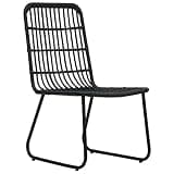 DXKDUSOKJ Rustic Poly Rattan Patio Chairs 2 Pack, Black PE Rattan Steel Frame Outdoor Seating with Curved Backrest for Comfort