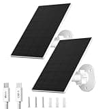 FUTUREZEN 2W Solar Panel for Security Cameras, 5V Solar Charger for Rechargeable Battery Cameras with Micro USB & USB-C Ports, IP65 Waterproof, 360° Adjustable Mount, 7.2 ft Cable (2 Pack, White)