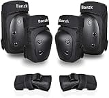 Adult/Child Knee Pads Elbow Pads Wrist Guards 3 in 1 Protective Gear Set for Skateboarding Inline Roller Biking Roller Skating Cycling Outdoor Sports Black M
