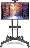 EliteBloom Mobile Tv Stand, Rolling Tv Stand, Mobile Tv Cart, Tv Bracket Mount Extra Tall Tv Cart with Wire Management Universal Steel Roller Tv Stand On Wheels,