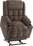 Dual Motor Lay Flat Power Lift Recliner Chair for Elderly Electric Recliner Chair with Heat and Massage Cup Holders for Living Room Bedroom(Coffee)