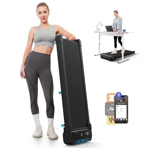 MERACH Under Desk Treadmill, Integrated APP Control, Whisper-Quiet 3.8MPH, LED Display, Portable Walking Pad for Home & Office, Remote