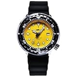 LURCAN Heimdallr Series Luxurious Men's Automatic Diver Dress Watch NH35A Movement 200m Waterproof Mechanical Wristwatch with Sapphire Crystal and C3 Super Luminous (Yellow, Rubber)