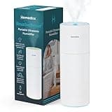 Homedics Portable Humidifier - Small Air Humidifiers for Bedroom, Plants, Office, Travel - Cool Mist Humidifiers, Color-Changing Accent Light, 2 Mist Settings, Matte White