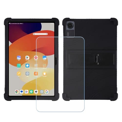 BMPNLSZ TPU Cover for Huawei MatePad SE 11 2024 + HD Tempered Glass, Silicone Shell Bumper Protective Back Case - 9 Hardness Anti-Scratch Screen Protector (11,0") - Black