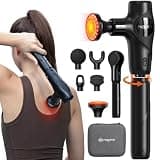 NAPRE 3-in-1 Detachable Massage Gun with Heat,Mini Massage Gun Deep Tissue with Extension Handle,Portable Handheld Percussion Muscle Massager for Back/Neck/Body,Small & Quiet,5 Heads