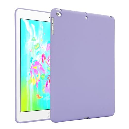 Compatible with iPad 5th/6th Generation (9.7-inch, 2017/2018) Case,Slim and Light,TPU Rubber Soft Skin Silicone Protective Cover Shockproof Tablet Cover for Air 2/AIR 1(Light Purple)