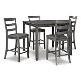 Signature Design by Ashley Bridson 5 Piece Dining Room Set, Includes Table & 4 Ladderback Barstools, Wood, Gray