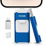 512GB Flash Drive[No App Required] Intended for Phone Tablet Androidphone and Computers, 4 in 1 Photo Stick for Phone Memory Storage Easily Backup Photos Videos（Blue）
